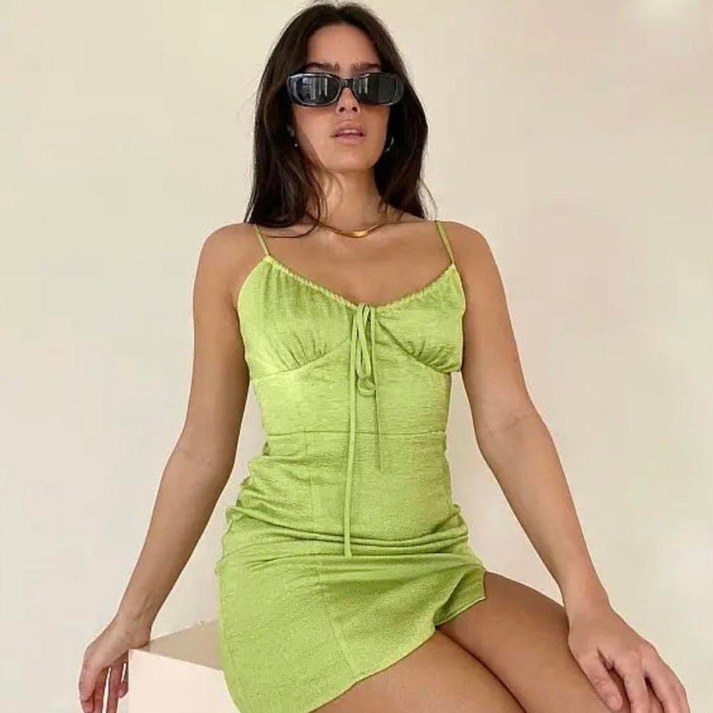 Bailey Rose Lime Green Spaghetti Strap Dress